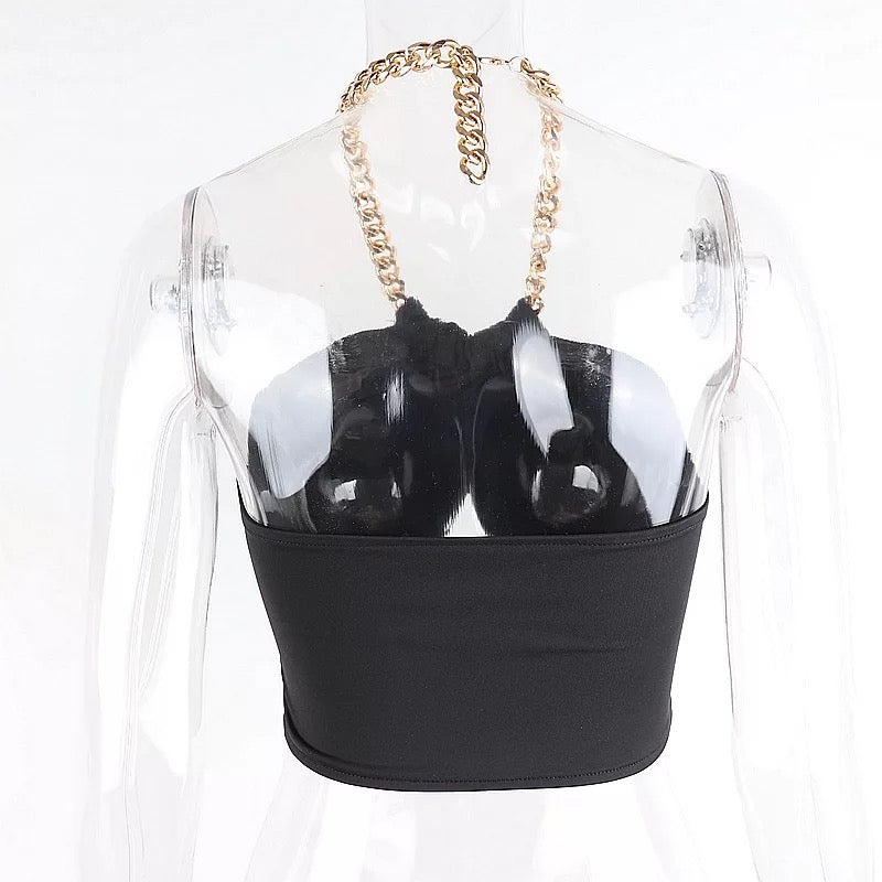 Tamra Halter Chain Wrap Top