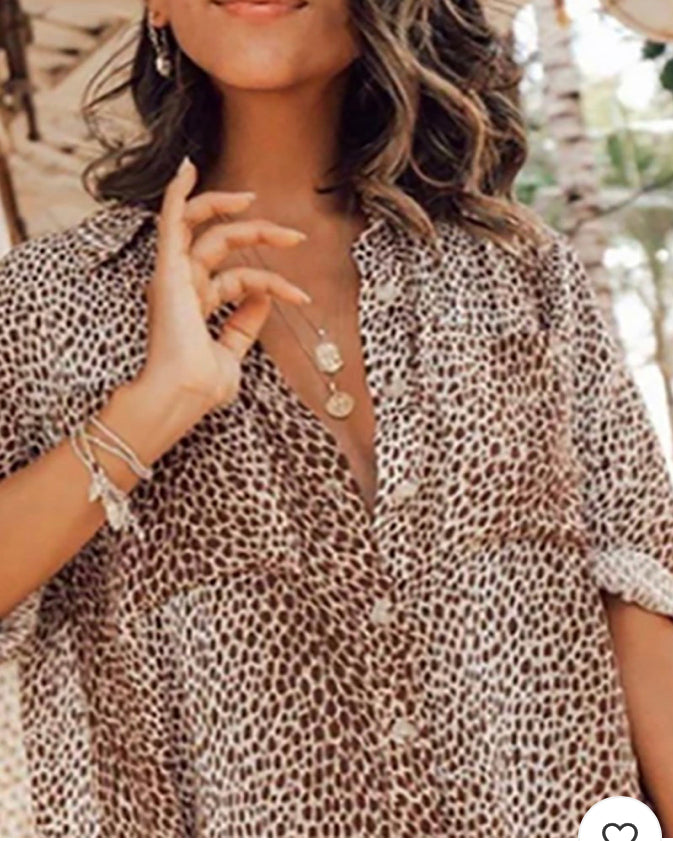 Cheetah P dress shirt top