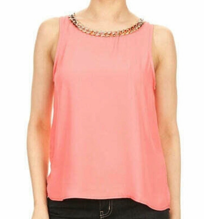 Embellished Chain Neck Tank Top