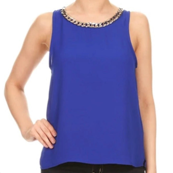 Embellished Chain Neck Tank Top