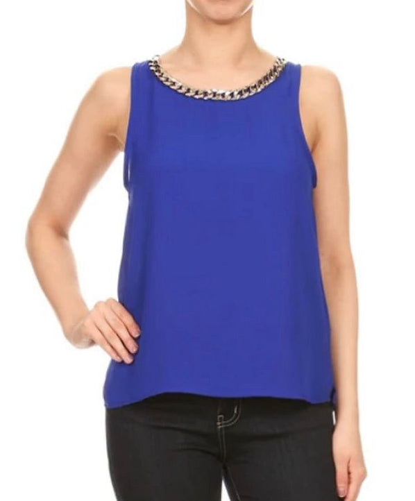 Embellished Chain Neck Tank Top