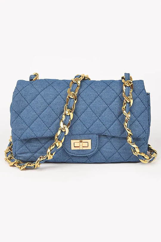 Diana Blue Denim Quilted Bag
