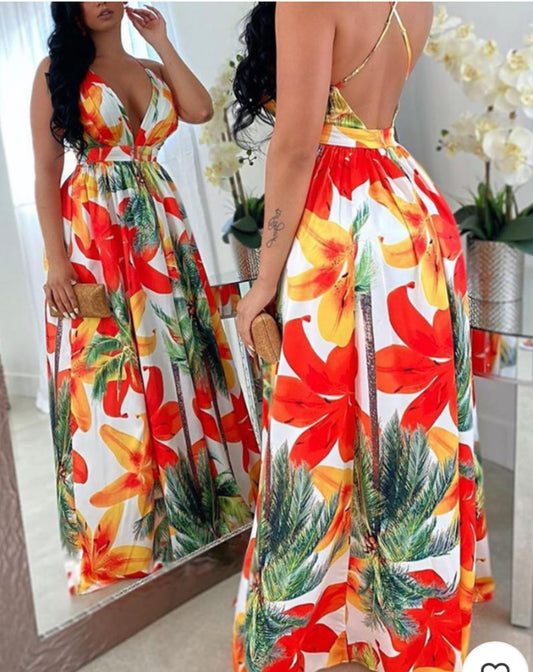 Maxi with orange flowers