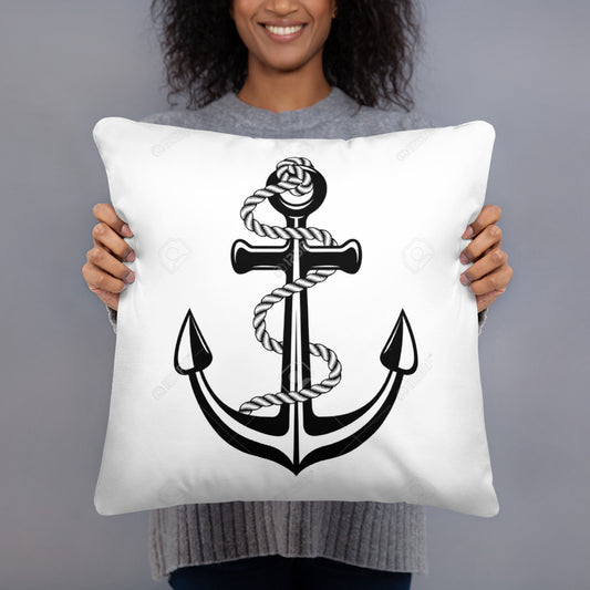 Black Anchor Pillow